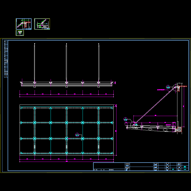 点拨式雨蓬结构节点构造CAD详图纸 - 1