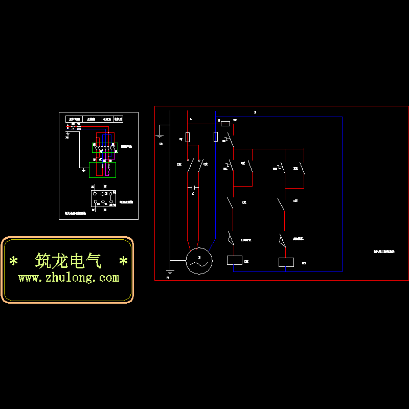 单相电机正反转控制原理CAD图纸 - 1