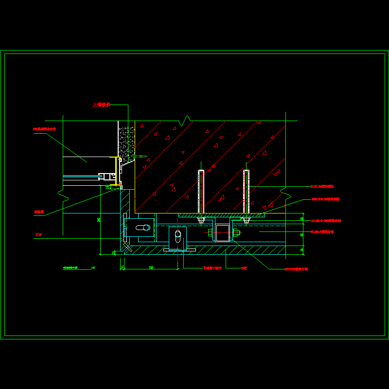 石材与窗左右收口节点构造CAD详图纸 - 1