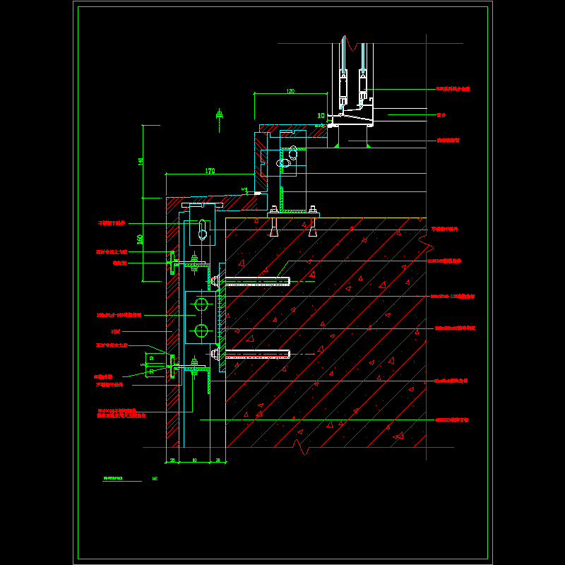 石材与窗下收口节点构造CAD详图纸 - 1