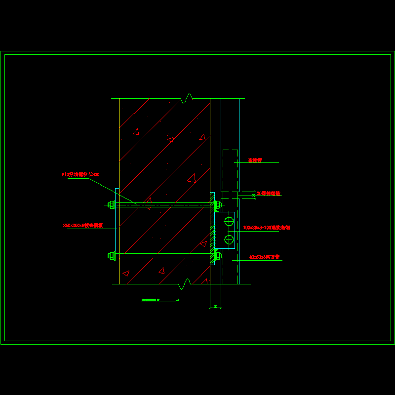 石材立柱竖向连接节点构造CAD详图纸（二） - 1