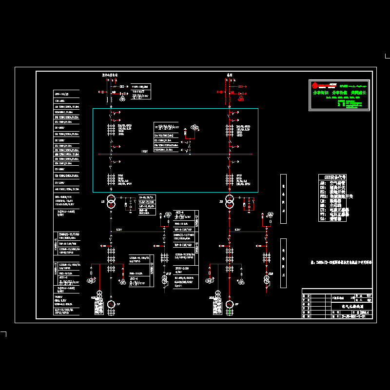 工业园配电房到厂房及宿舍用电末端的系统CAD图纸 - 1