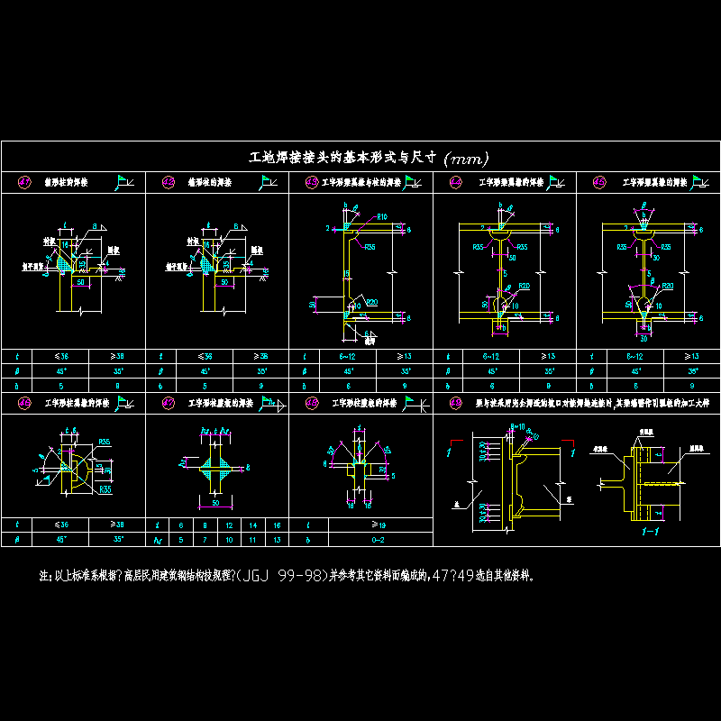 工地焊接接头的基本形式与尺寸节点构造CAD详图纸 - 1