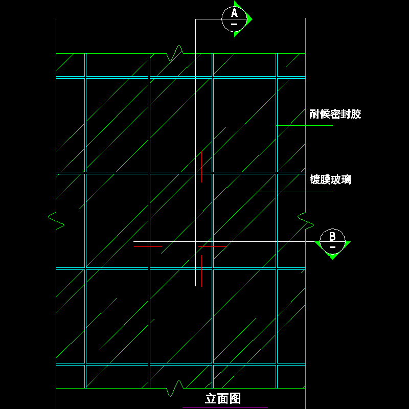 吊挂式玻璃幕墙节点构造CAD详图纸（九）（立面图纸） - 1