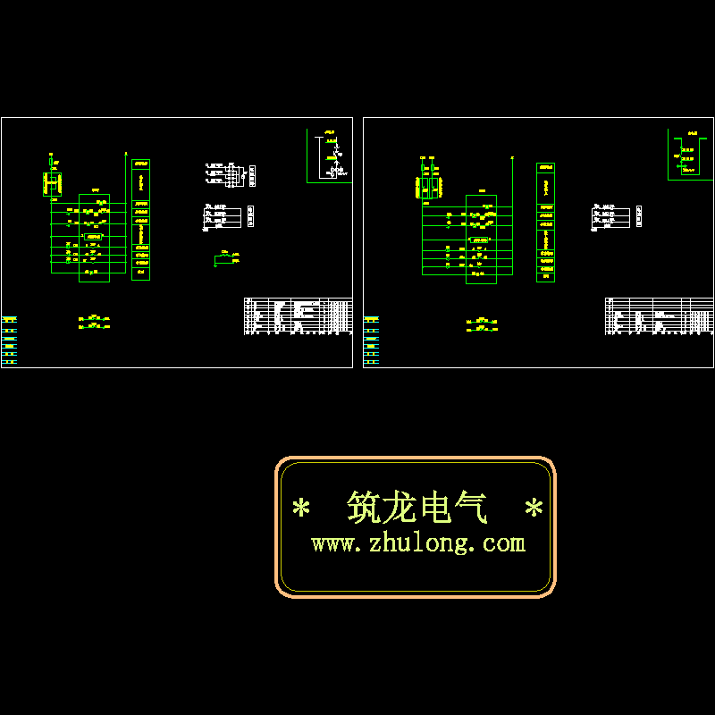 CDW断路器二进线一母联电气原理CAD图纸 - 1