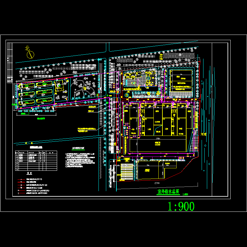 玻璃厂室外给水总图纸 - 1