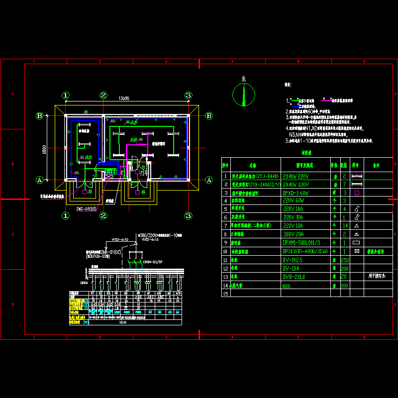 变电站小室照明及电源CAD图纸 - 1