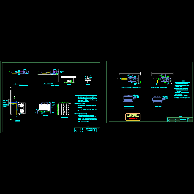 风机盘管双线安装CAD大样图 - 1