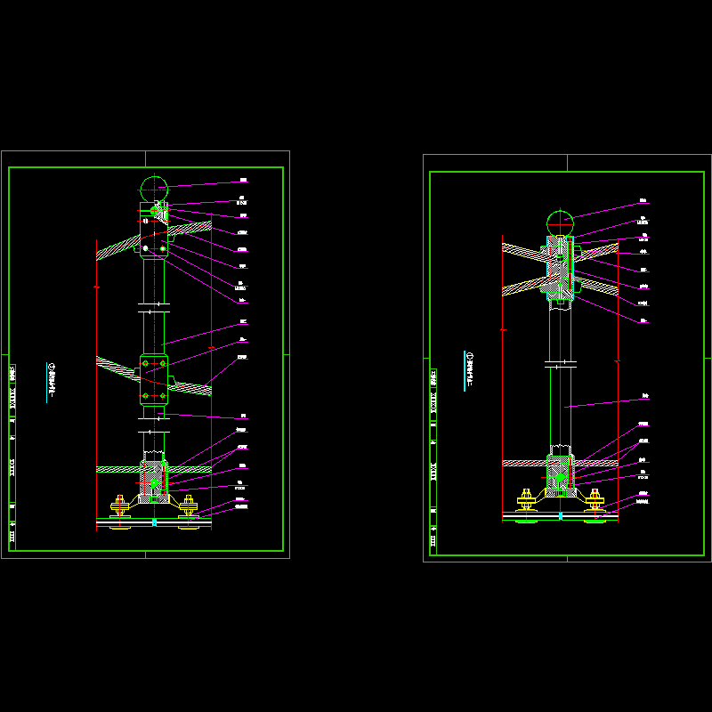 幕墙撑杆组合节点构造CAD详图纸 - 1