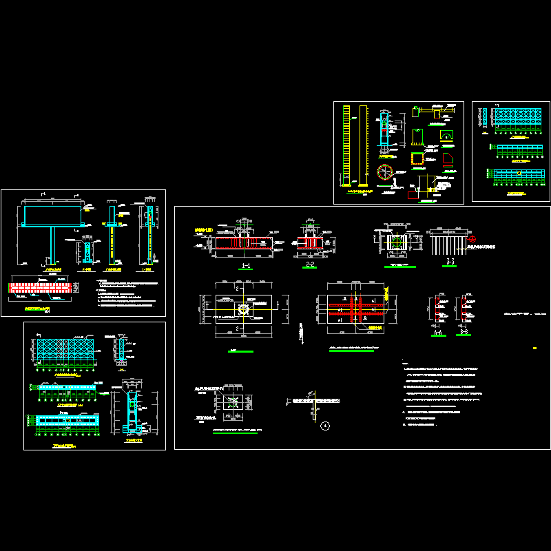 钢结构广告牌结构CAD施工图纸 - 1