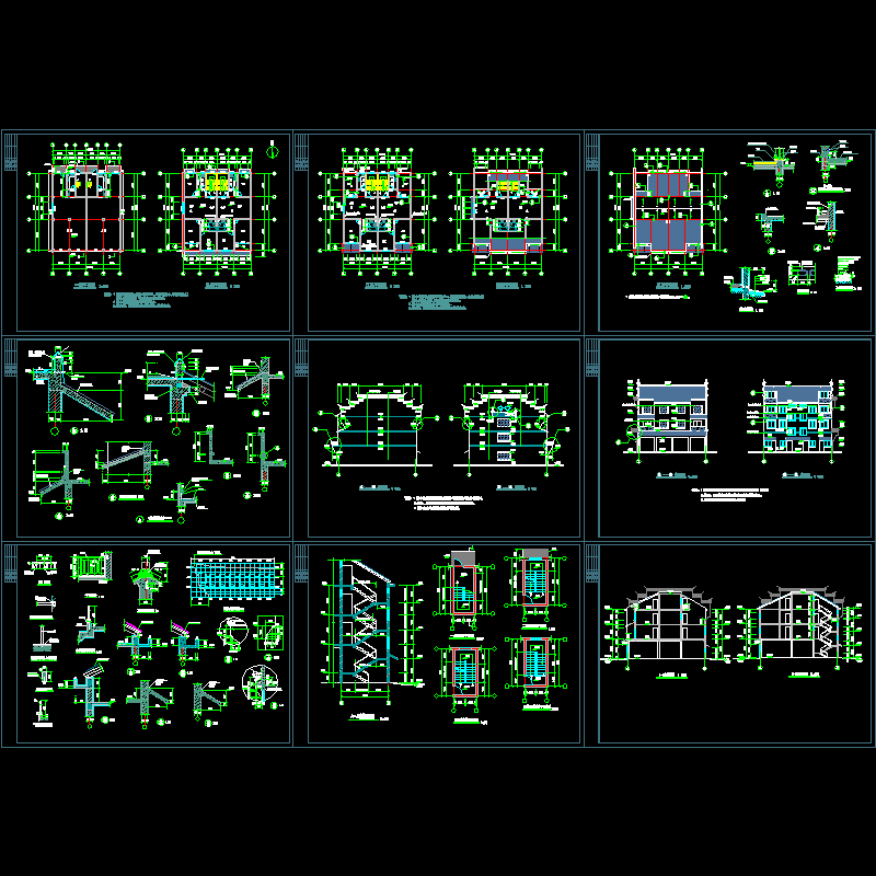 徽派3层民居建筑施工CAD图纸（31） - 1