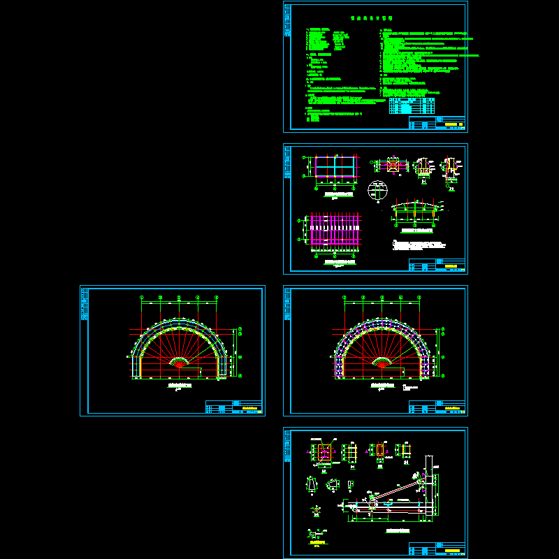 钢结构雨棚结构CAD施工图纸 - 1