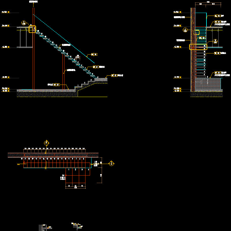 室内悬挑楼梯节点构造CAD详图纸 - 1