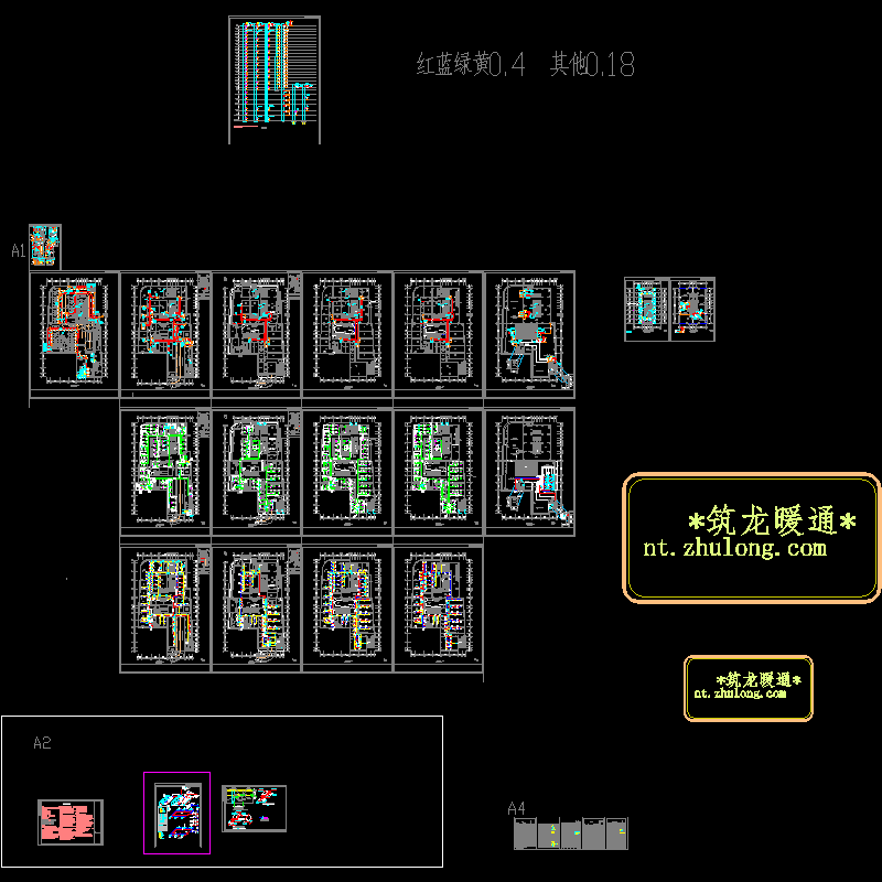 24层公寓式商务楼空气调节系统设计CAD施工图纸 - 1