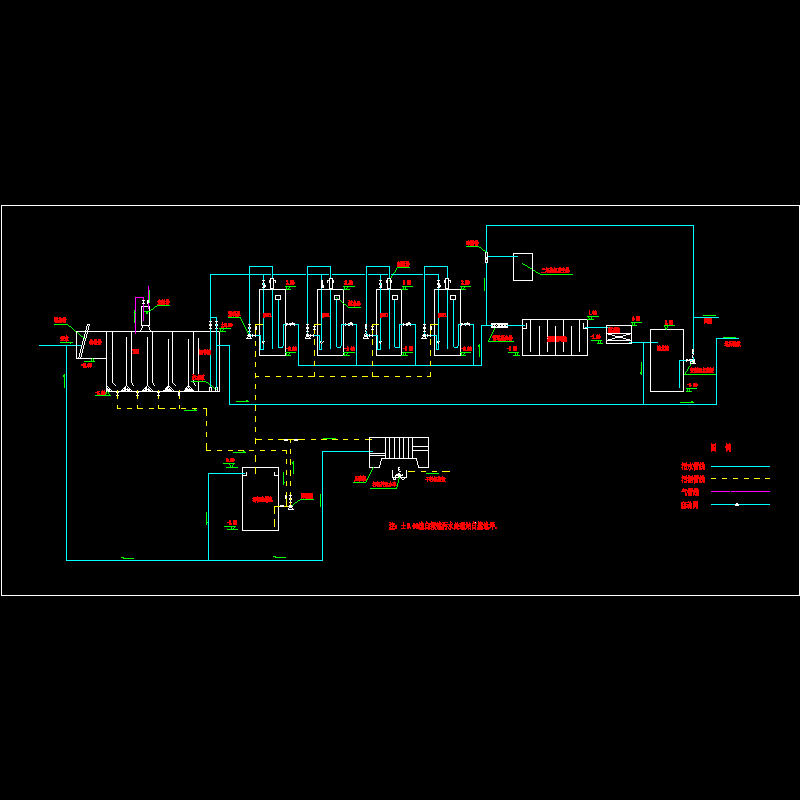 医院污水处理工艺流程CAD图纸 - 1