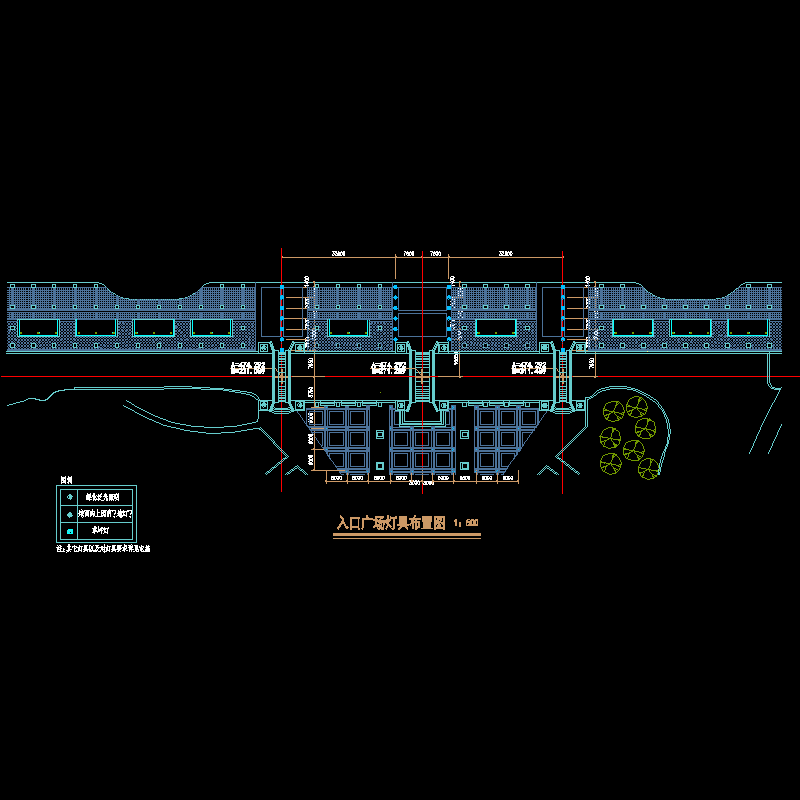 入口广场灯具布置CAD图纸 - 1