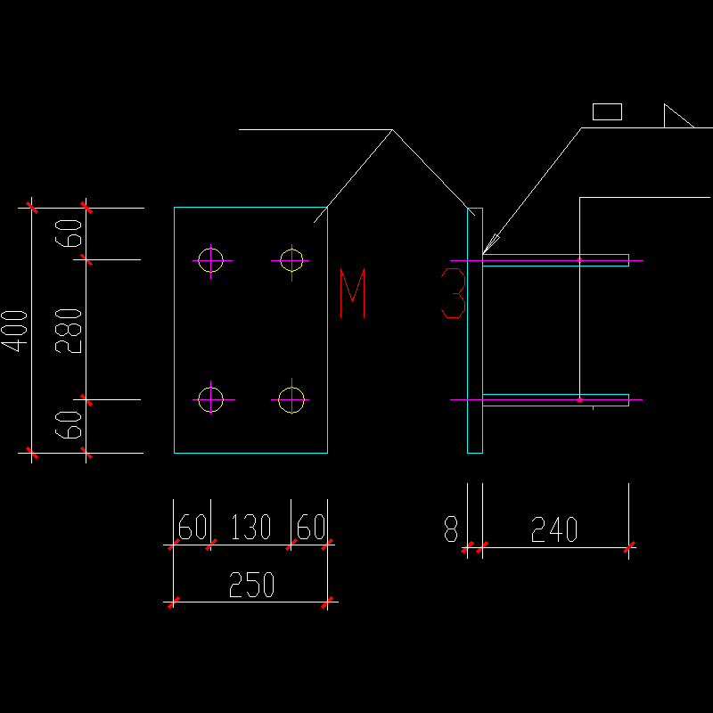 吊车梁预埋铁节点构造CAD详图纸（1） - 1