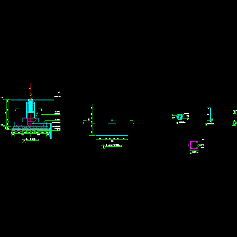旗台基础结构CAD详大样图 - 1