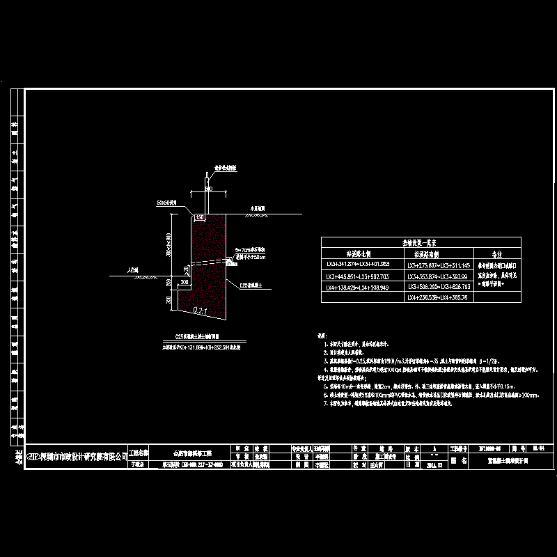 C25素混凝土挡土墙设计CAD图纸 - 1