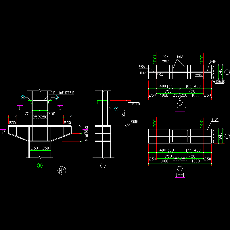 腹板贯通节点构造CAD详图纸 - 1