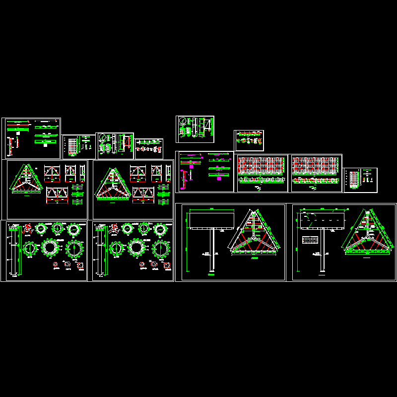 6米X18米独立柱三面广告牌钢结构CAD施工图纸 - 1