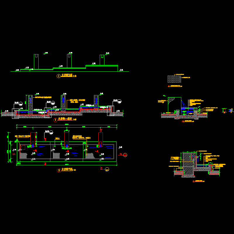 喷水池景墙CAD详大样图 - 1