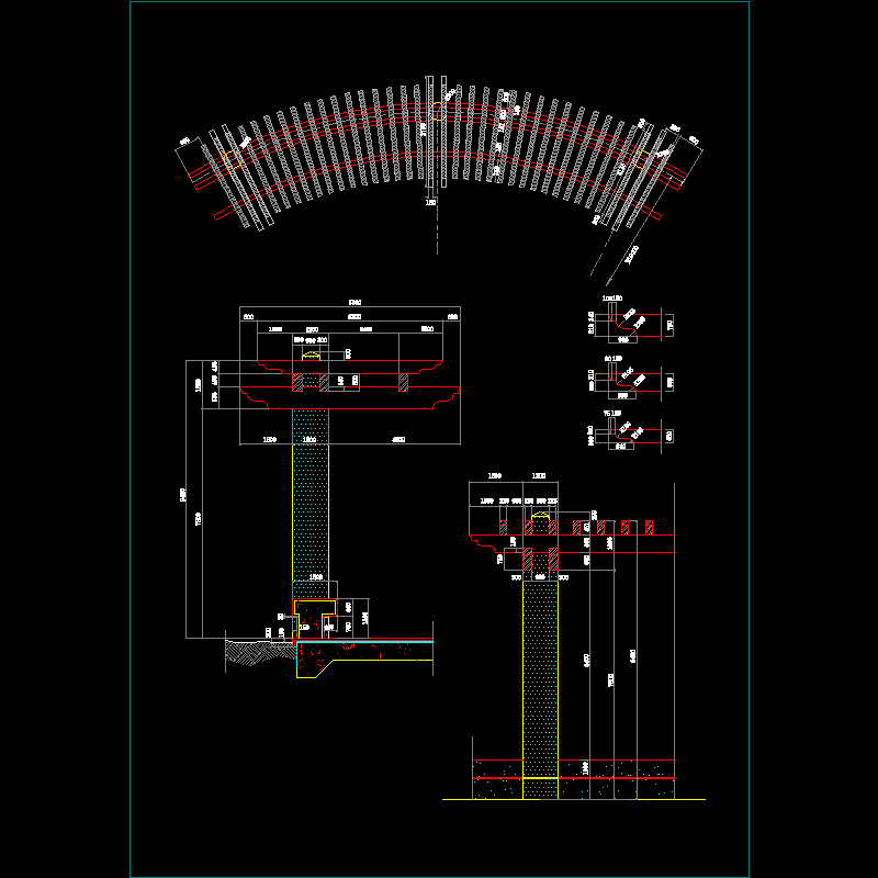 弧形木质花架施工CAD详图纸 - 1