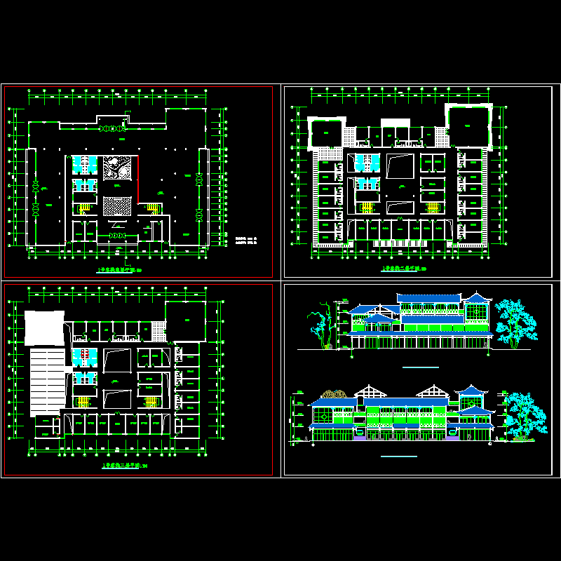 中式仿古多层民居式客栈建筑设计初设施工图纸CAD - 1