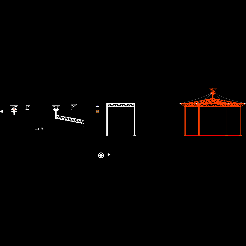 公园六角伞膜结构CAD施工图纸 - 1