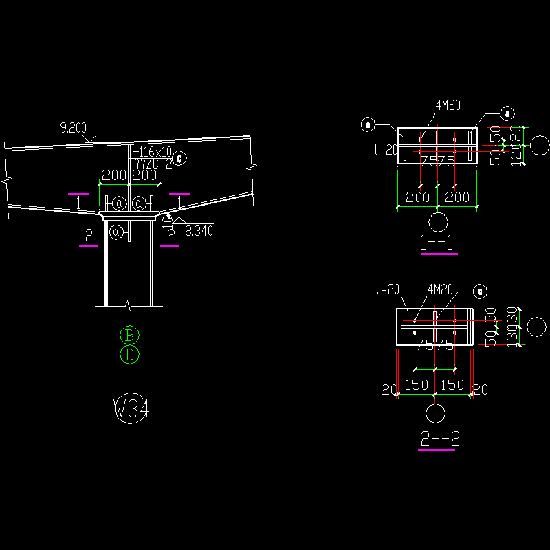 中梁柱节点构造CAD详图纸 - 1