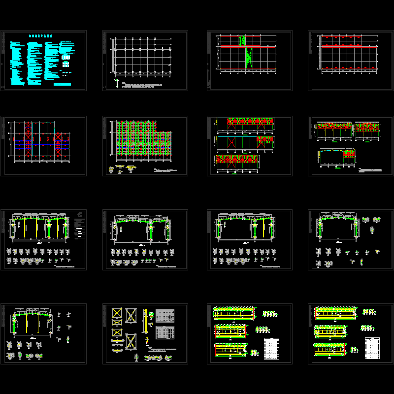 钢结构厂房结构CAD施工大样图（带吊车） - 1
