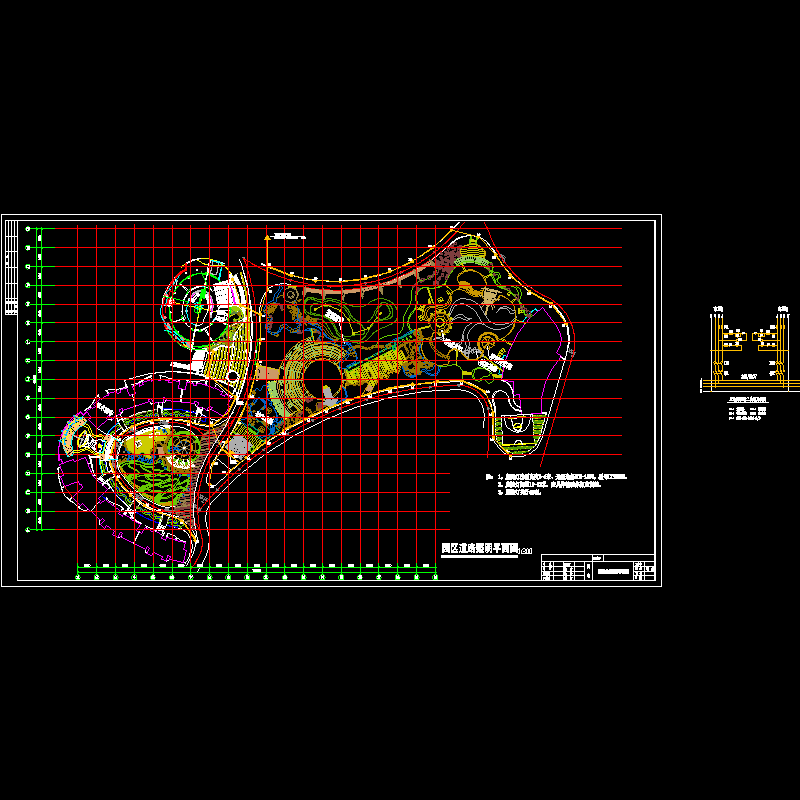 小区园区道路照明平面CAD图纸 - 1
