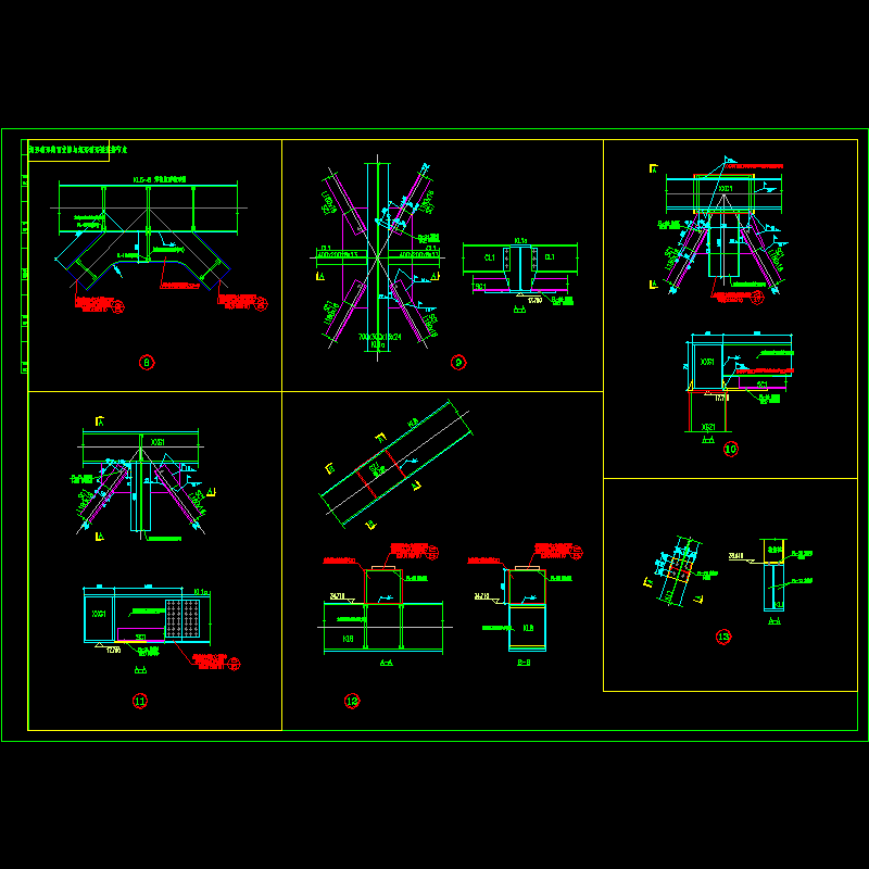 矩形箱形截面支撑与矩形箱形梁连接节点构造CAD详图纸 - 1