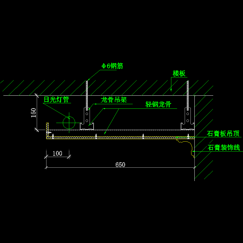 轻钢龙骨顶石膏线剖面.dwg