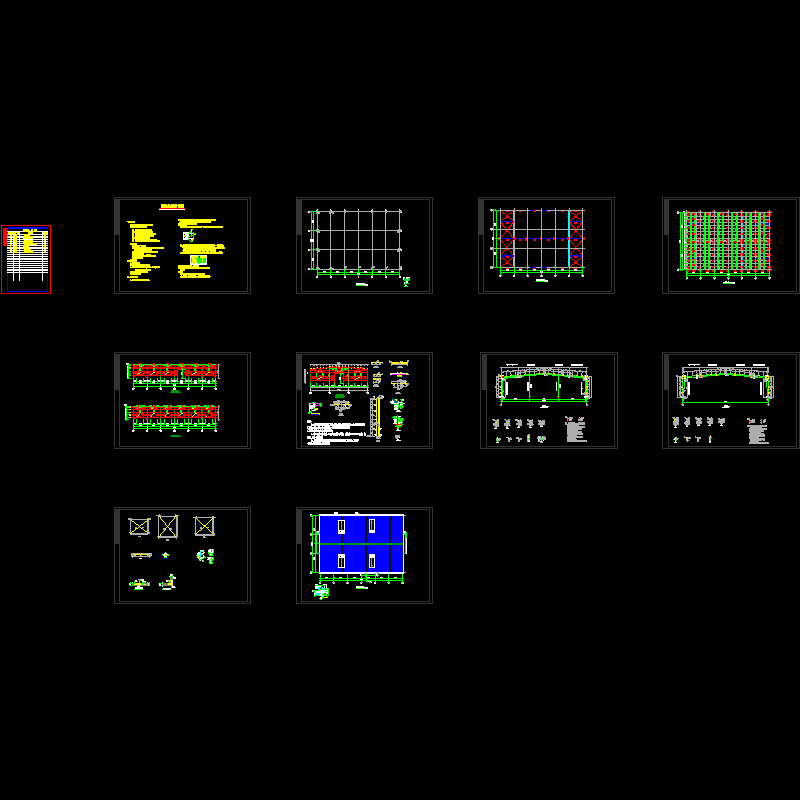 单层钢结构厂房结构设计CAD施工大样图 - 1