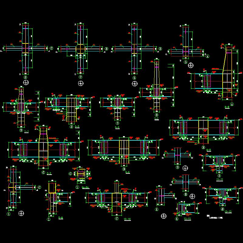 钢框架梁柱连接节点构造CAD详图纸 - 1