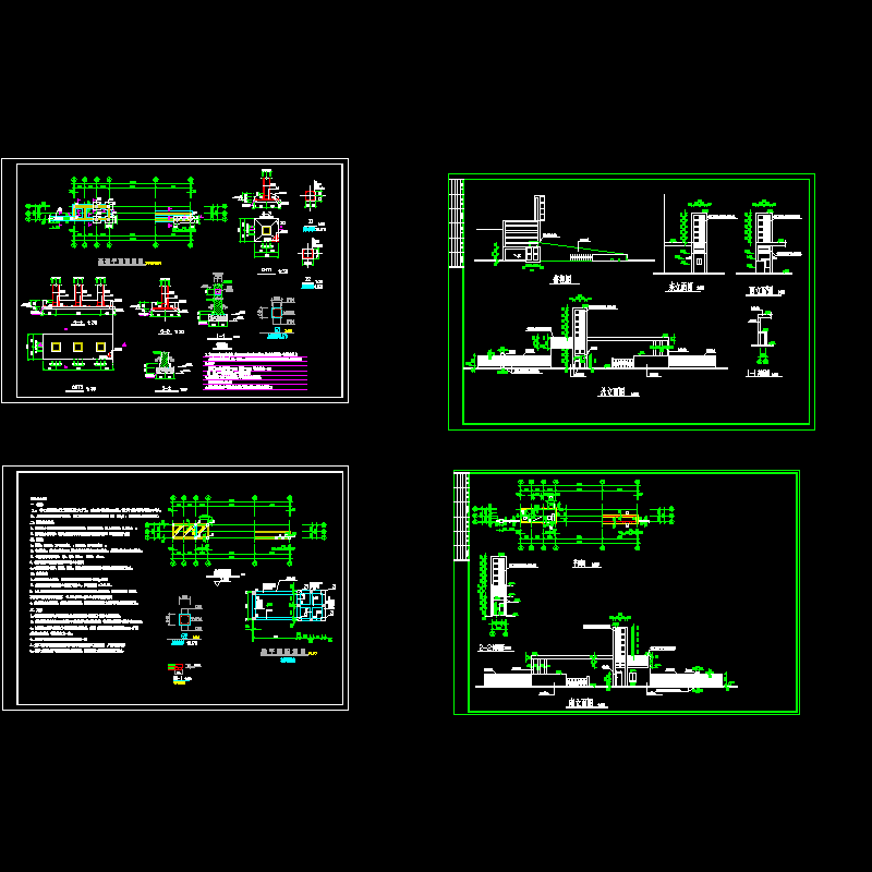 门卫房及大门结构CAD图纸 - 1