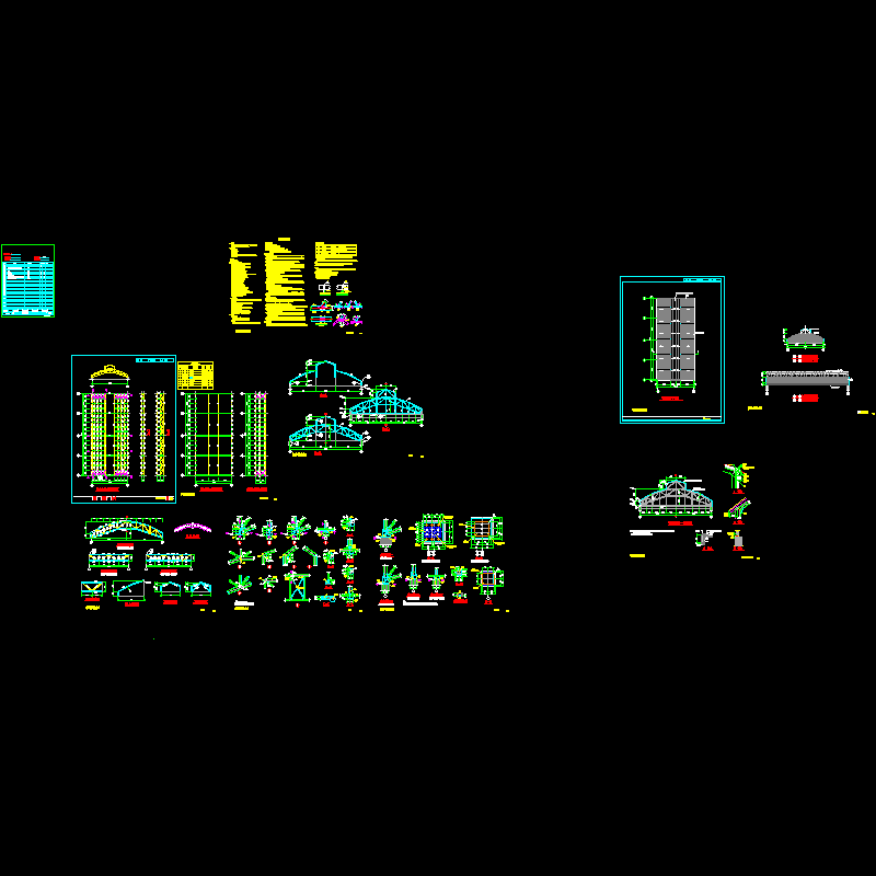 拱桁架屋面全套结构CAD施工图纸 - 1