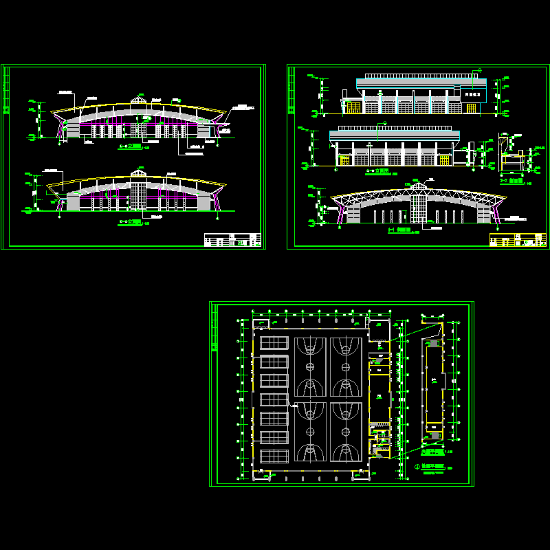 单层体育馆建筑方案设计CAD初设图纸 - 1