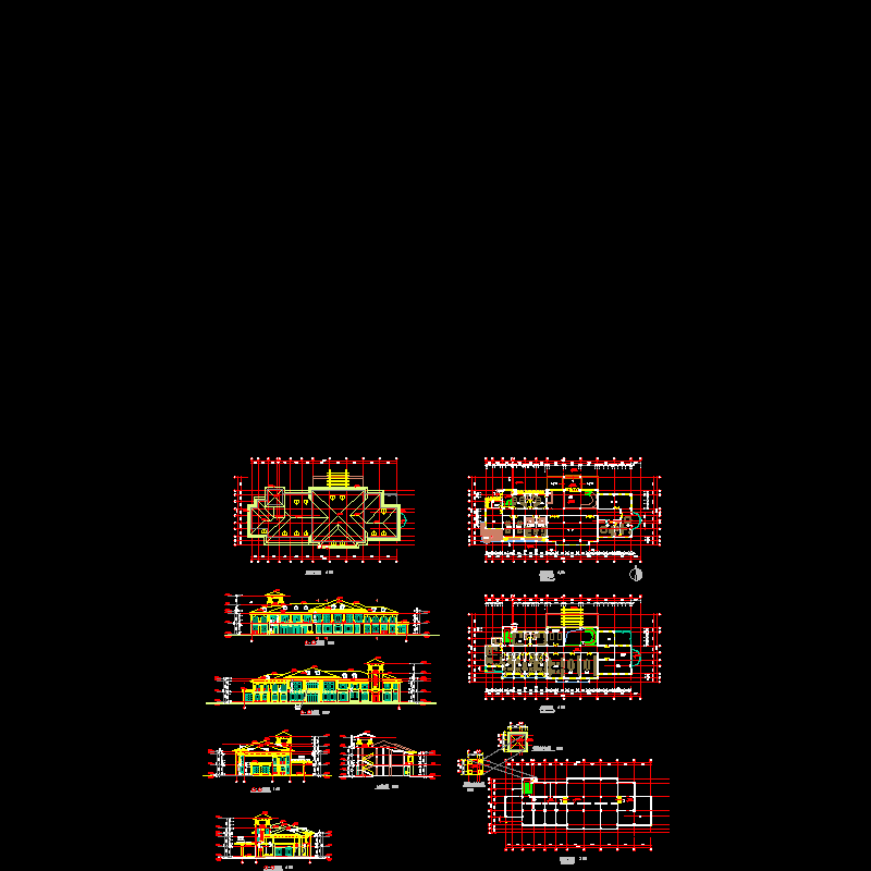 3层居住区阁楼会所建筑施工CAD图纸 - 1