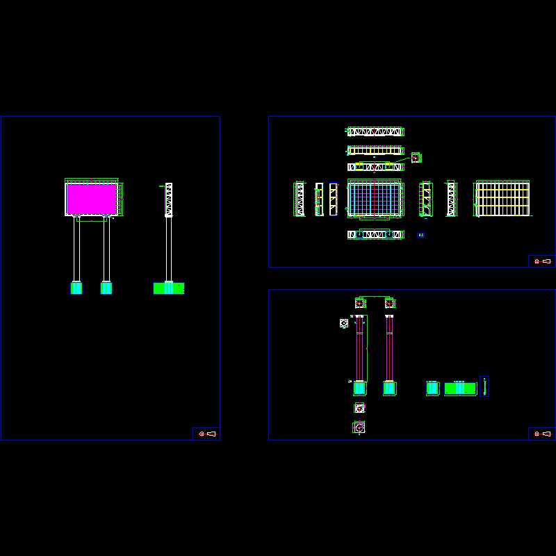 双立柱钢结构LED显示屏结构设计CAD施工图纸 - 1