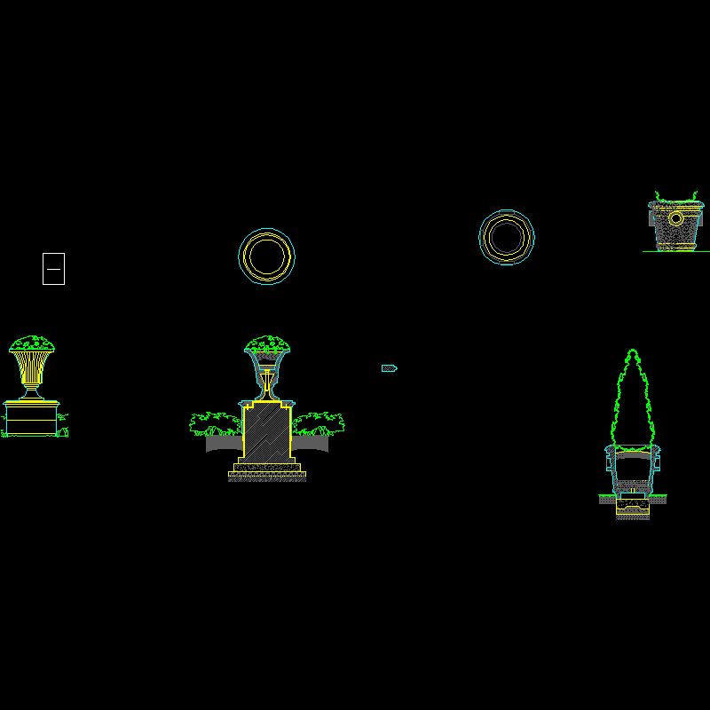 两种造型花钵CAD施工图纸 - 1