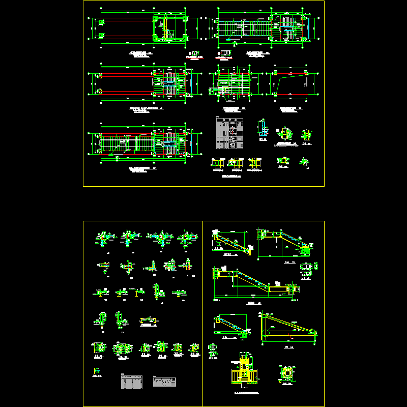 钢楼梯及钢平台结构CAD施工图纸 - 1
