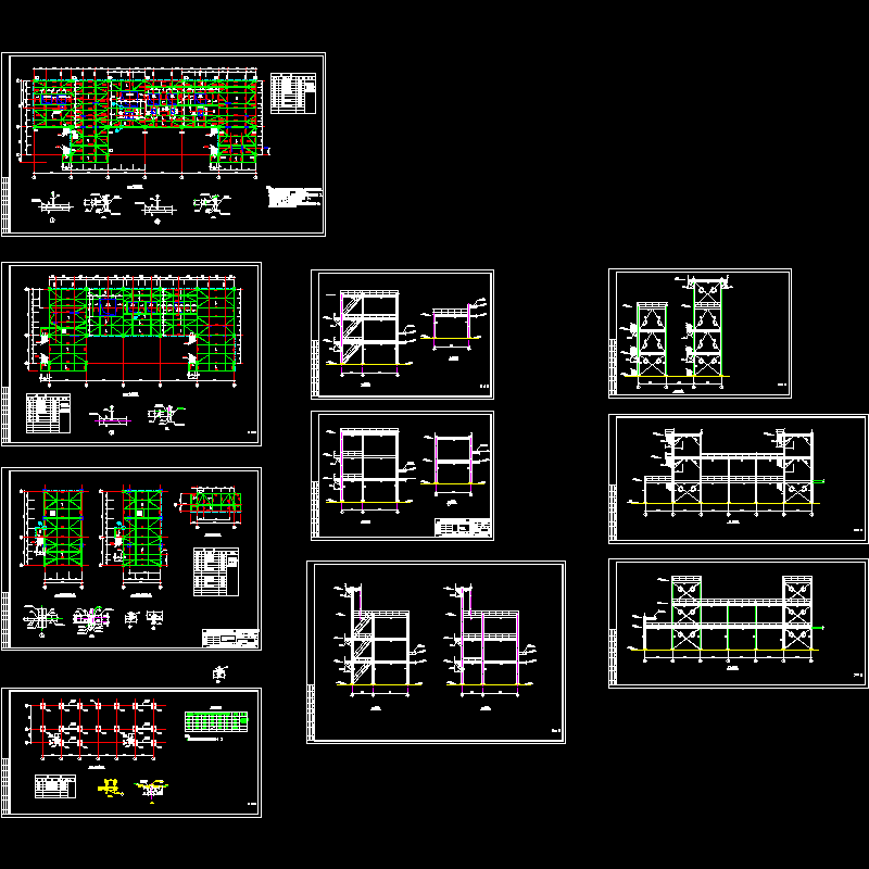 3层钢框架厂房结构设计CAD施工图纸 - 1