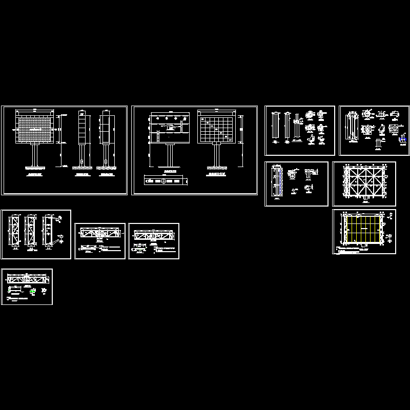 广告牌显示屏钢结构CAD图纸 - 1