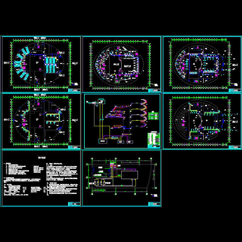 小型剧场剧院暖通空调系统设计CAD施工图纸（直燃式溴化锂机组） - 1