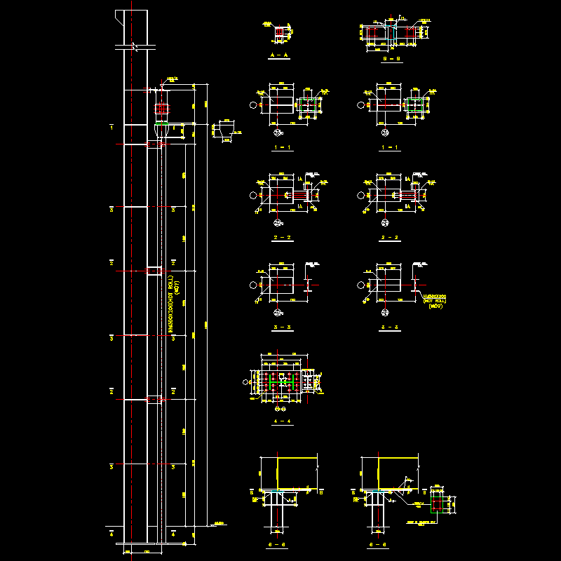 钢结构大吨吊车柱做成分离柱CAD详图纸 - 1