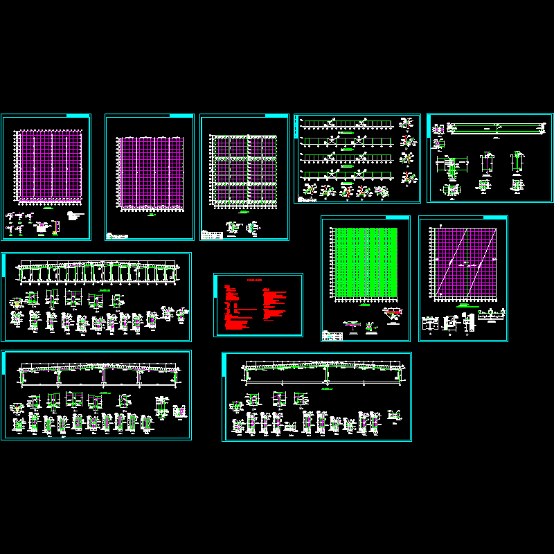大跨度厂房结构CAD施工图纸 - 1