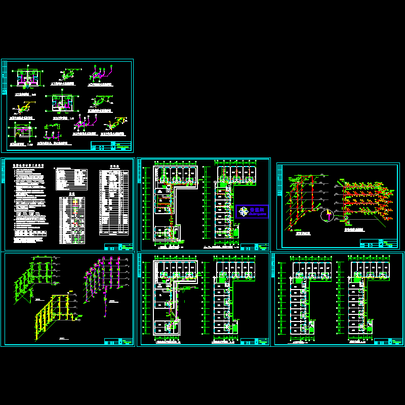 5层宾馆给排水消防设计CAD大样图 - 1
