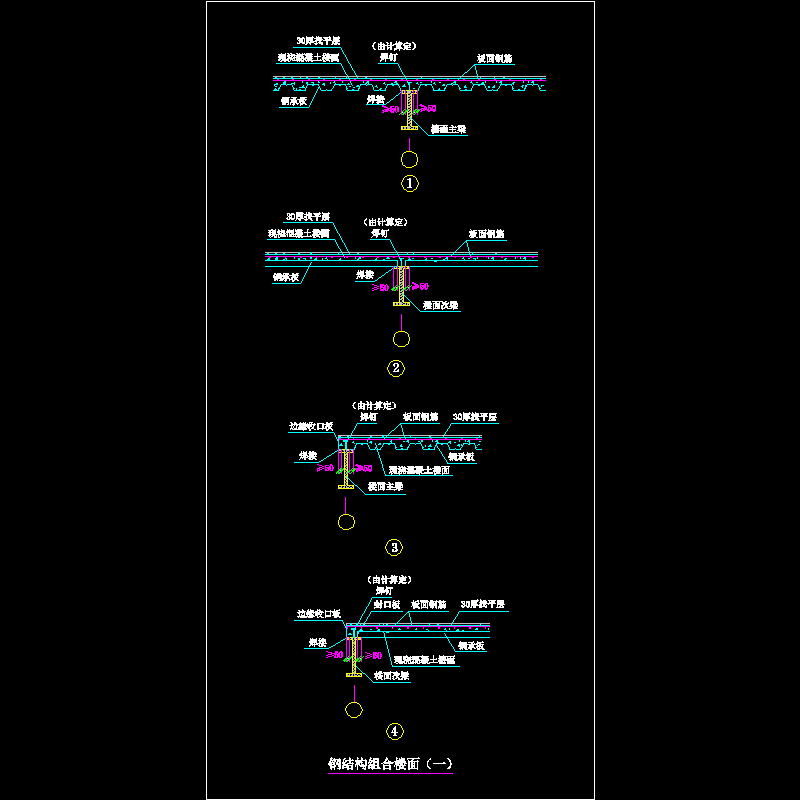 钢结构组合楼面节点构造CAD详图纸（一） - 1